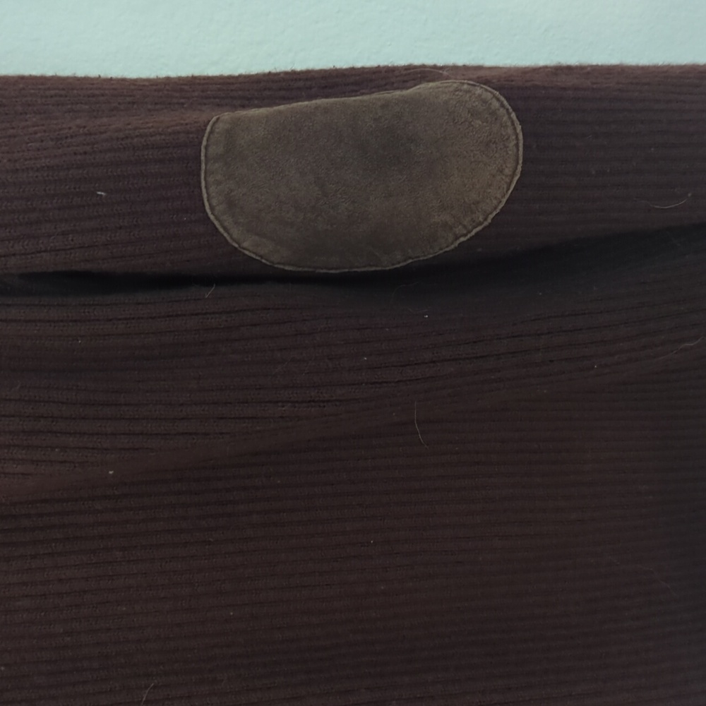 Women's Brown Leather And Sweater Jacket - Picture 6 of 6